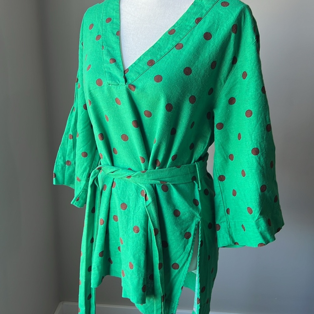 Zara Polka Dot Linen Tunic - Picture 10 of 13